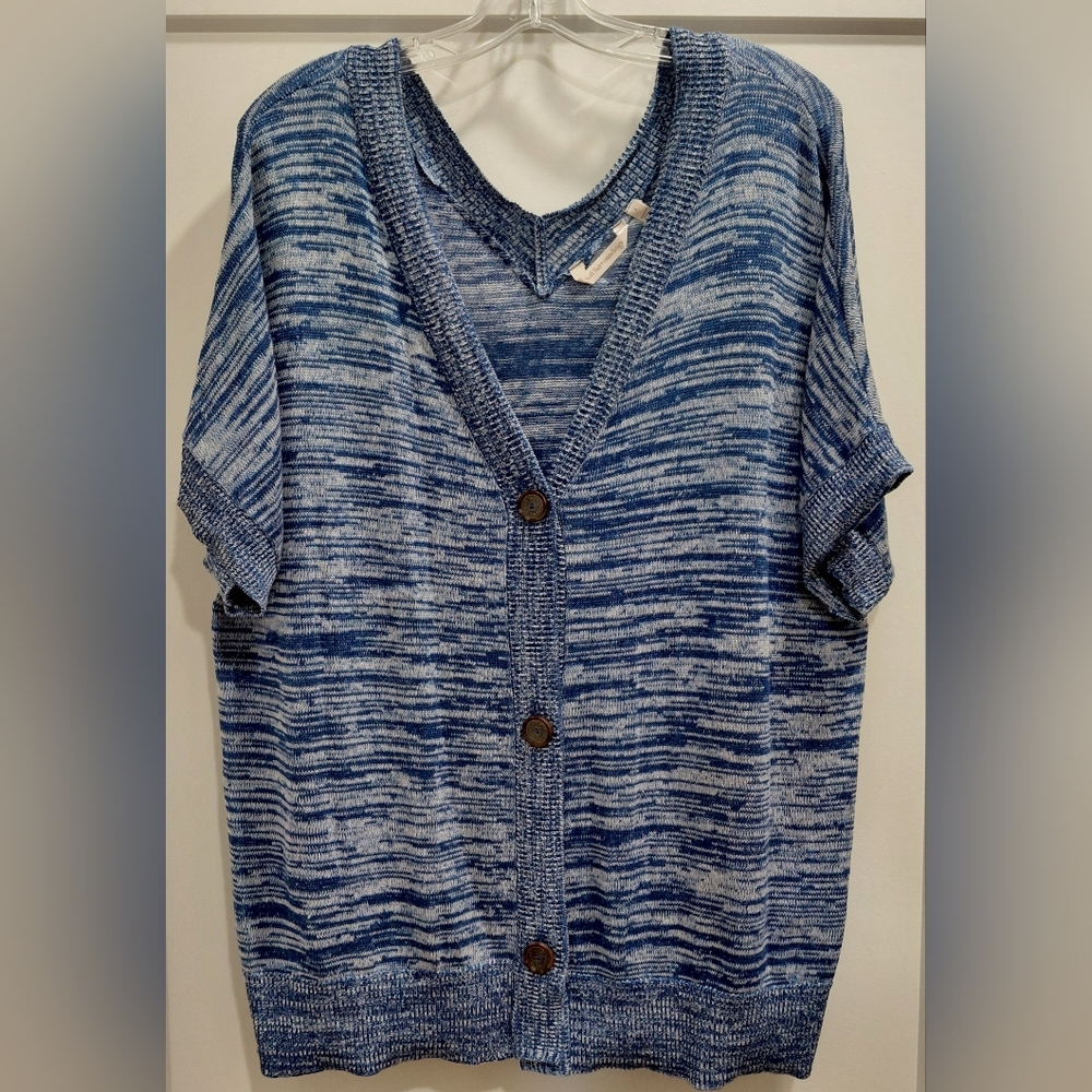 Soft Surroundings Womens Sz L Knit Blue Heather Space Dye, Casual, Layering